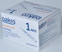 1 мл трехкомпонентный шприц Pakro инсулиновый U100 , с иглой 0,3х13, 100 шт купить в Ульяновске